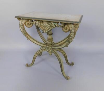 An Italian late 19thC painted and parcel gilt side table