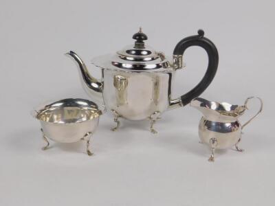 A George V three piece silver tea set