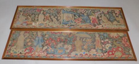 Two 18thC tapestry panels with Chinese subjects