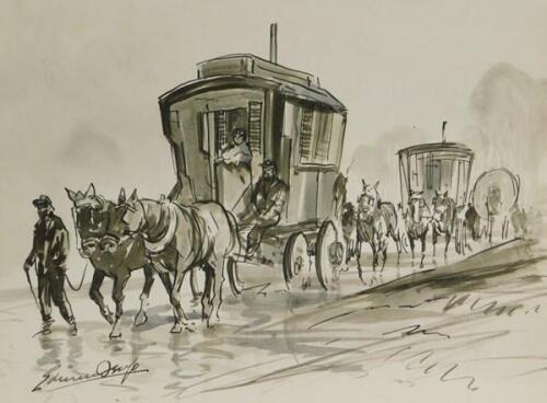 Edward Brian Seago (1910-1974). Horse and caravan