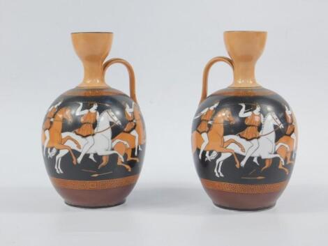 A pair of mid 19thC Bates Brown- Westhead & Moore Grecian Olympic Games vases