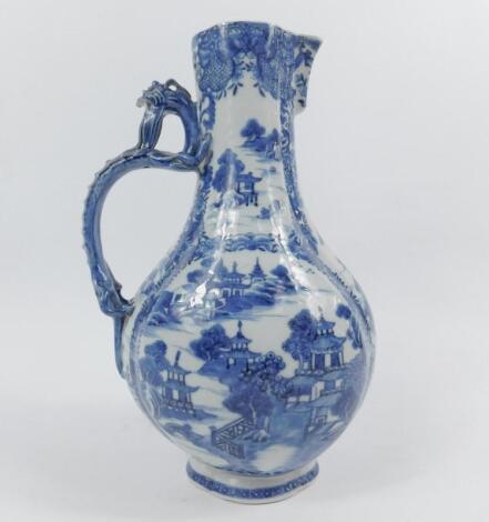 An 18thC Chinese blue and white export jug