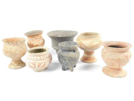 Seven various Vietnamese and other pottery vessels
