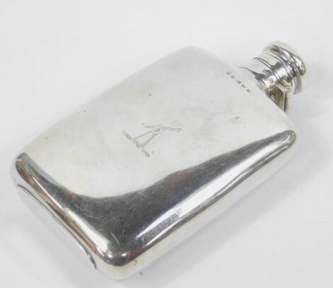 A Victorian silver hip flask by L.G.