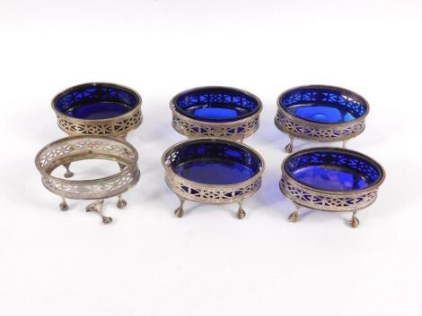 A set of six George III silver open salts