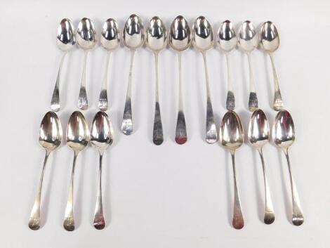 A George III part canteen of flatware