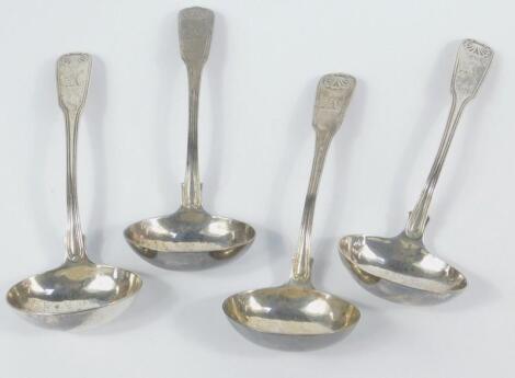 A set of four quantity of George III silver cream ladles