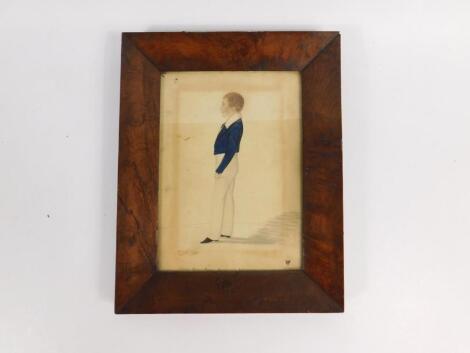 19thC English School. Profile standing portrait of William Mortimer Baines aged 12 years
