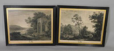 After Claude Lorrain (1600-1682). A pair of engravings entitled 'Morning' and 'Evening'