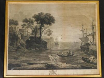 After Claude Lorrain (1600-1682). Two engravings of a coastal scene with ships and an Italianate la - 2