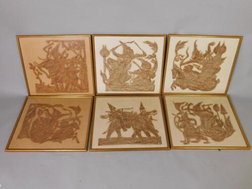 Six 20thC reproduction prints of brass rubbings