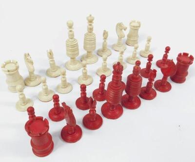 A stained bone chess set