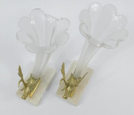 A pair of Victorian glass cornucopia vases