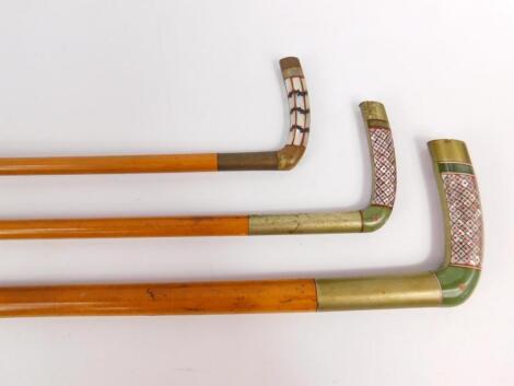 Three malacca walking canes