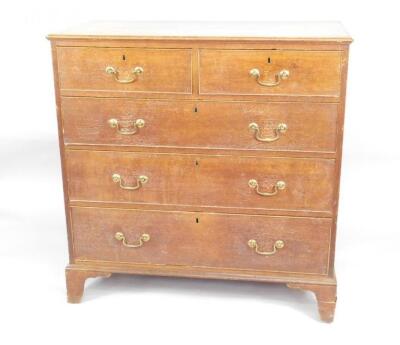 An early 19thC oak chest of drawers