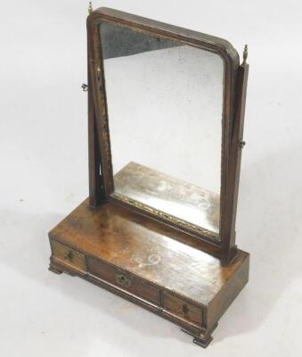 An 18thC mahogany and chequer banded dressing table mirror
