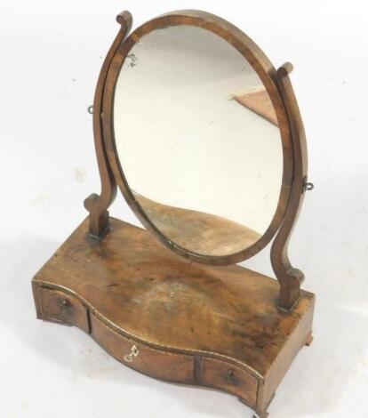 A George III mahogany and chequer banded dressing table mirror