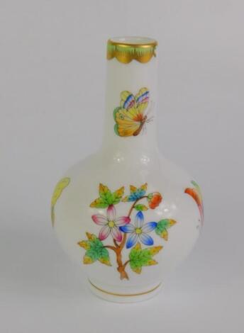 A Herend porcelain bud vase decorated in the Queen Victoria pattern