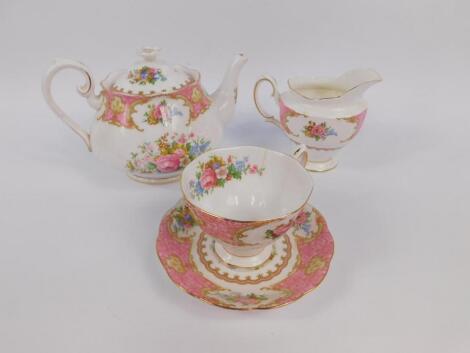 A Royal Albert porcelain part tea service decorated in the Lady Carlyle pattern