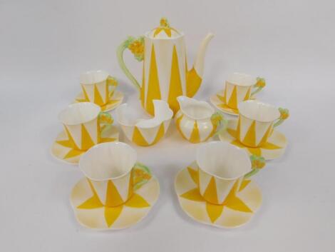 A Shelley 1930's yellow Dainty porcelain part coffee service