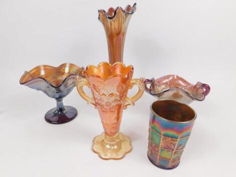 A group of carnival glass