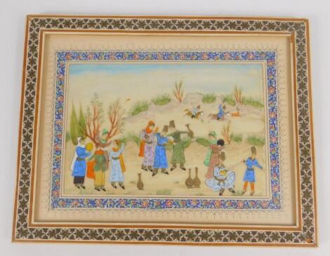 Indian School (19thC). Hunting figures and dancers and musicians