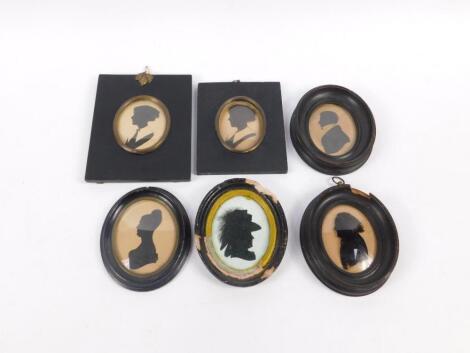 Five 19thC portrait silhouettes