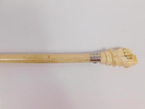 An early 19thC marine ivory and whalebone walking stick