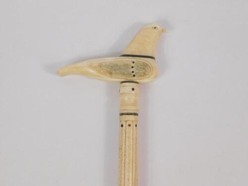 An early 19thC marine ivory and whalebone walking stick