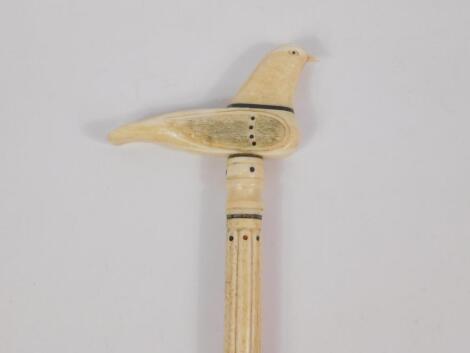 An early 19thC marine ivory and whalebone walking stick