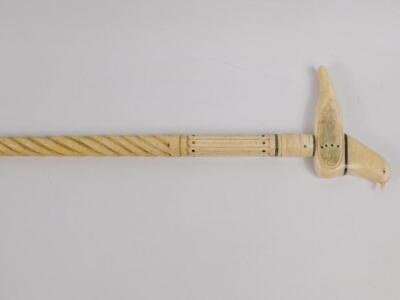 An early 19thC marine ivory and whalebone walking stick - 2