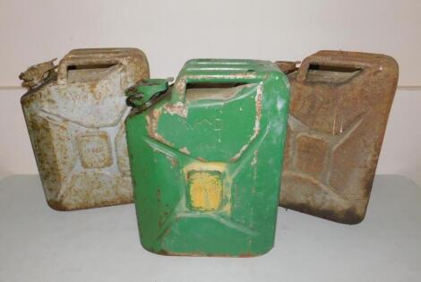 Three WWII BMB petrol cans