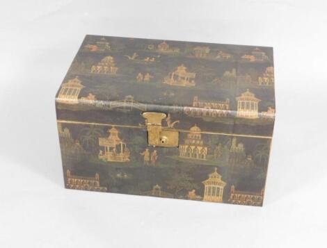 A Victorain decoupage chinoiserie tin trunk