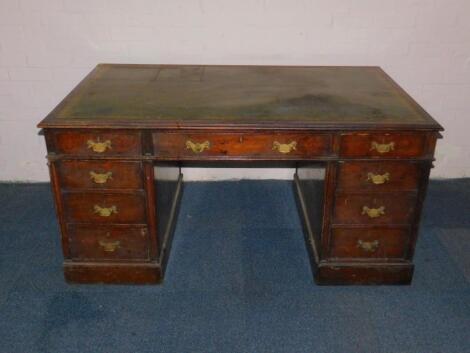 A Victorian mahogany partner's desk by Hobbs & Co