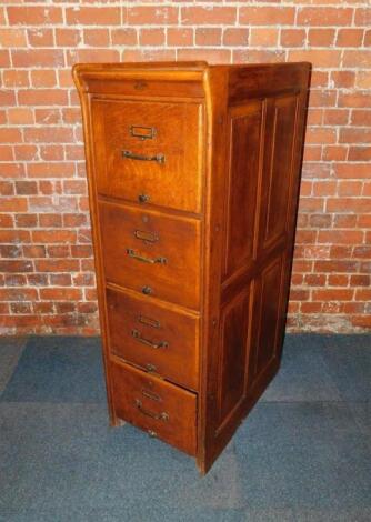 A Victorian oak four drawer filing cabinet