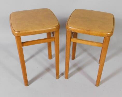 A pair of 1970's ash stools