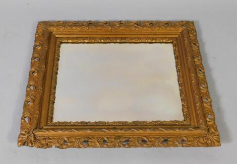 A Victorian giltwood and gesso rectangular framed wall mirror