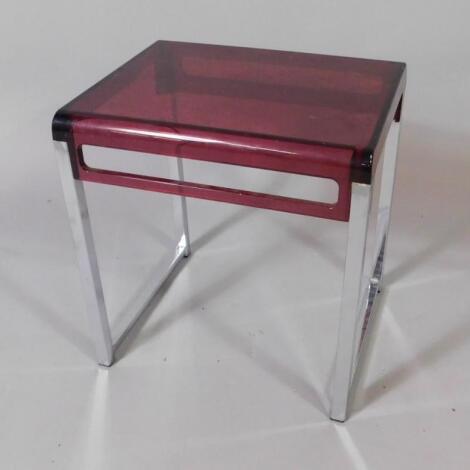 A French chrome and red perspex occasional table
