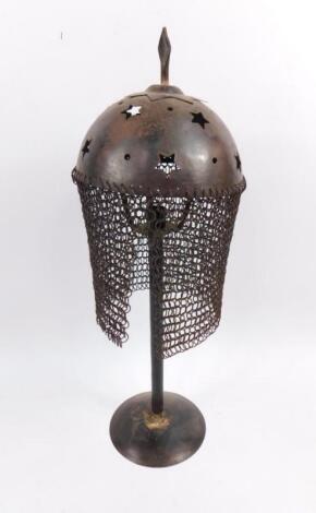 An Ottoman type steel helmet with a chain mail face guard