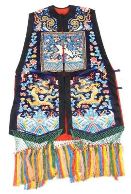 A 19thC Chinese ladies Xia Pei silk embroidered gauze dragon vest