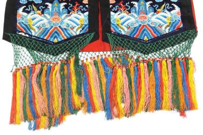 A 19thC Chinese ladies Xia Pei silk embroidered gauze dragon vest - 4