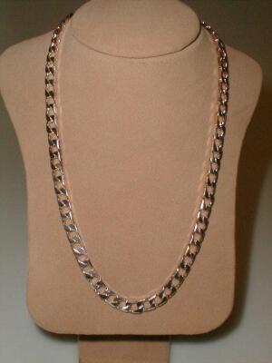 A flat curb link neck chain stamped 925