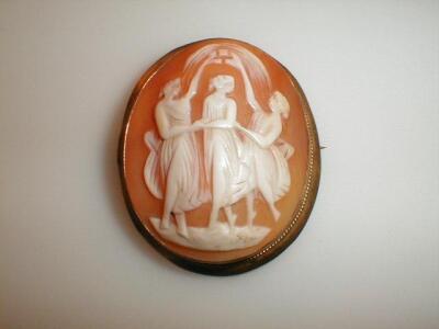 A 19thC shell cameo of the three graces