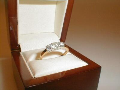 A three stone diamond ring