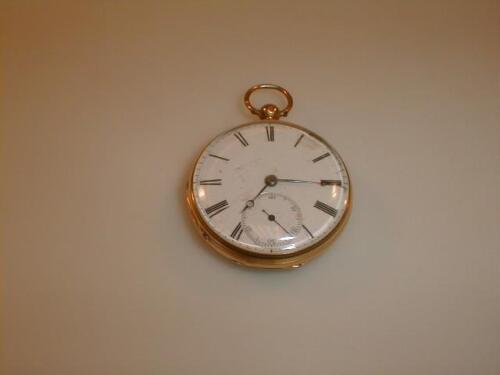 An open faced 18 ct gold cased pocket watch