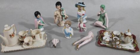 Various late Victorian and early Edwardian Continental porcelain shoulder dolls