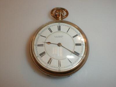 An open faced gold plated pocket watch