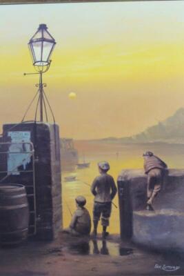 ‡Eric Bottomley (b1948). Children fishing off Ilfracombe Pier