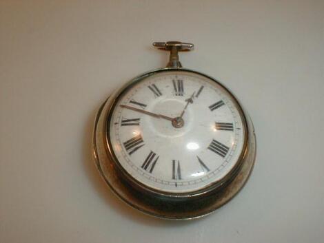 A George III silver pair cased open face pocket watch