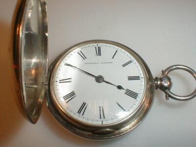 A silver cased hunter pocket watch